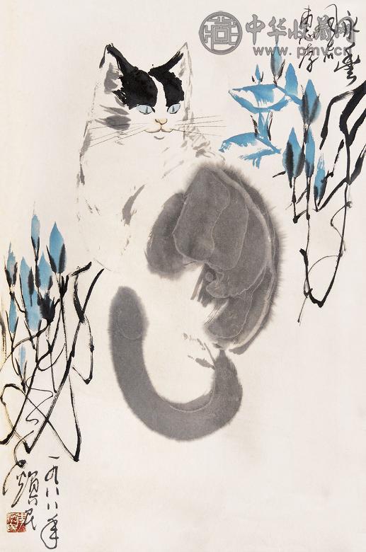 李焕民 1988年作 花间回首 立轴 设色纸本