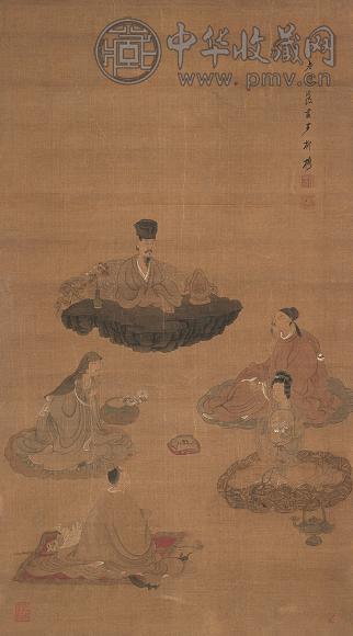 陈洪绶 群仙会 立轴 绢本设色