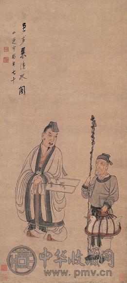 陈字 1703年作 山阴换鹅图 立轴