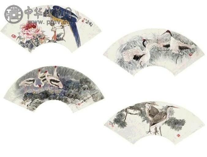 郭芝瑜 花鸟 扇面(4件)