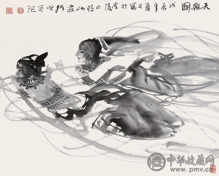 赵绪成 1988年作 天乐图 镜心 水墨纸本