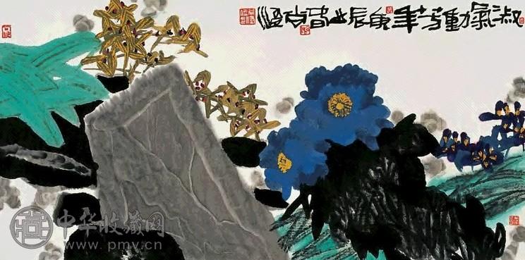 尚涛 庚辰(2000年)作 花卉 镜片 设色纸本