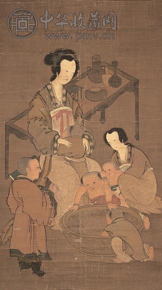 婴戏图 立轴 纸本设色