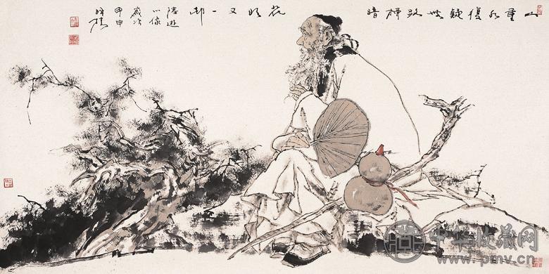 韩国臻 2004年作 陆游小像 镜心 设色纸本