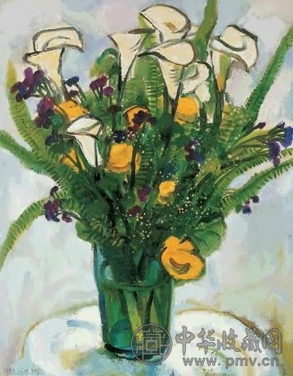 陈钧德 1995年作 瓶花 油彩画布