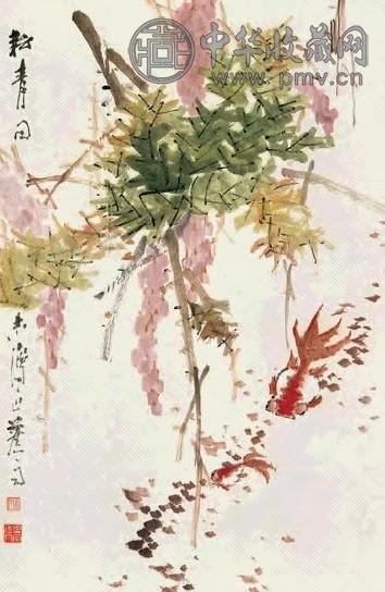 蕉雨 紫绶金章 立轴 设色纸本