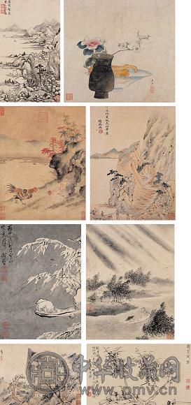 恽向 陈字 赵左 姜实节 等 明人集锦 册页(8开) 水墨、设色纸本