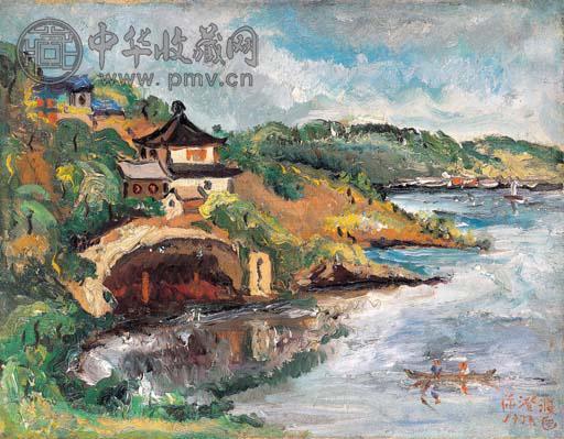 陈澄波 1931年作 太湖飞云阁 油画 画布