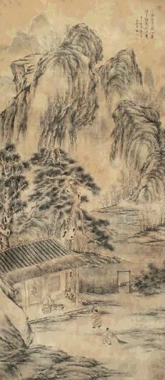 吴猷 山水 立轴 水墨绢本