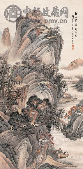陈梓琴 秋山暮霭 立轴 设色纸本