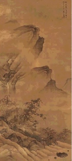 赵澄 丙申(1656年)作 四更山月图 立轴 设色绢本