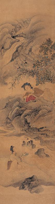 蒋莲 仕女 立轴 设色绢本