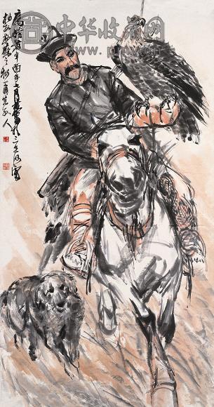 黄胄 鹰猎图 立轴 设色纸本