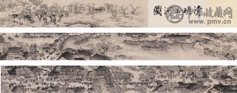 吴梅初 清明上河图 连盒 设色纸本