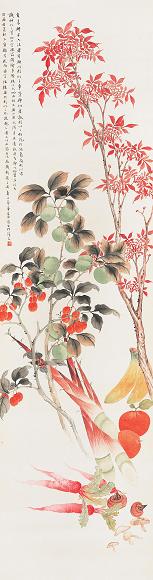 房虎卿 瓜果图 立轴 设色纸本