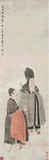 陈小莲 1708年 高士探梅 立轴 设色纸本