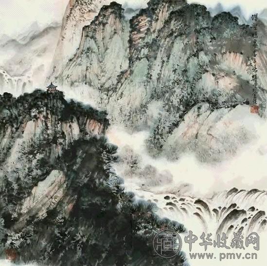张尔宾 深壑鸣泉 镜心 设色纸本