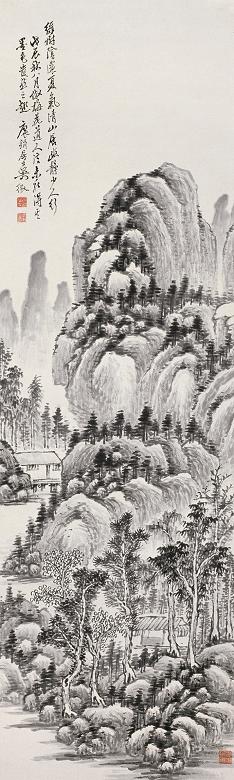 吴徵 1928年作 仿梅花道人意 立轴 水墨纸本