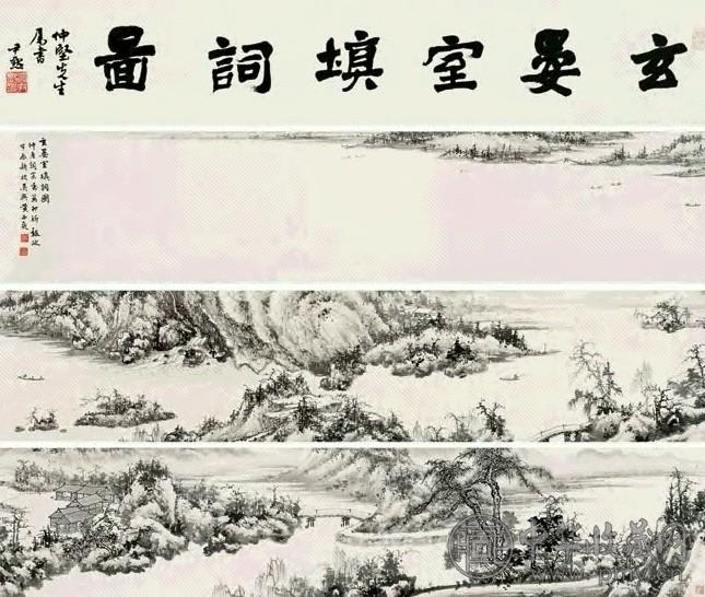 黄西爽 1944年 玄晏室填词图 手卷 水墨纸本