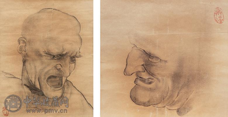 王济远 素描(2件) 纸本素描