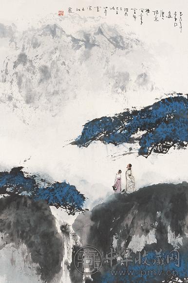 李山 唐人诗意图 立轴 纸本