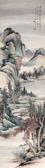 彭寿年 1933年作 连山望不极 立轴 设色纸本