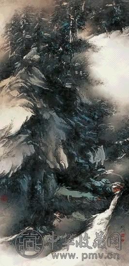 近现代 顾媚 山水 轴