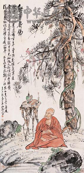 高峻 1931年作 无量寿佛 立轴 设色纸本