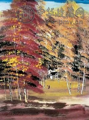 薛宣林 密林春色 镜心 设色纸本