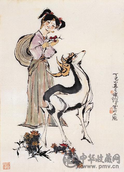 程十发 人物 单片 设色纸本