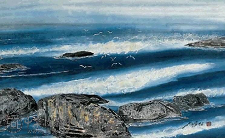 薛宣林 海上风光 镜心 设色纸本