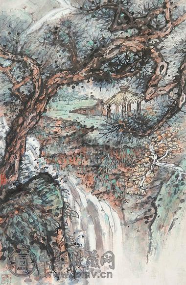 伍蠡甫 山水 立轴 设色纸本