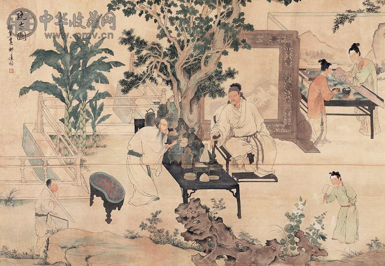 徐邦达 摹杜堇玩古图 镜心 绢本