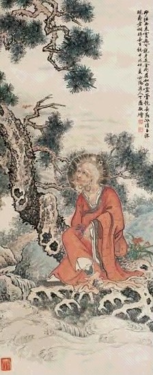 丁愚 甲戌(1934年作) 无量寿佛 立轴 设色纸本