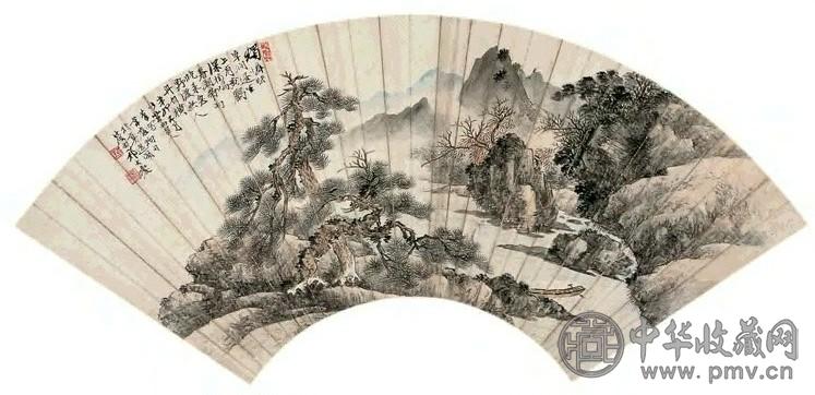 祁筱西 山水 扇面 设色纸本