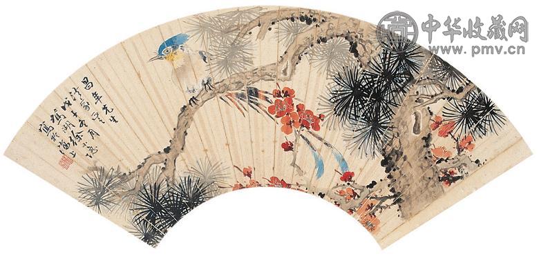 徐小隐 松寿 扇片 设色纸本