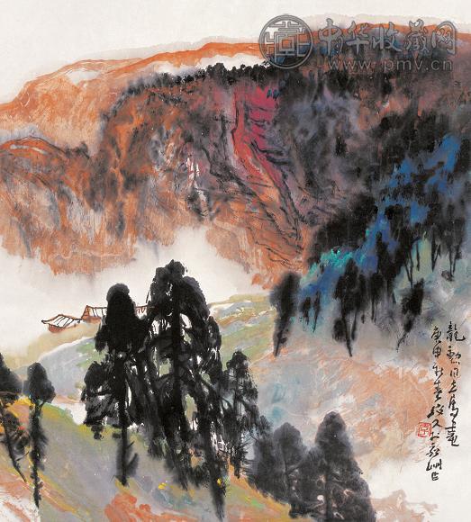 李琼久 庚申(1980年)作 山水 立轴 设色纸本