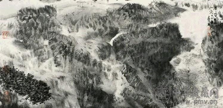 卓鹤君 春江放筏 镜心 墨色纸本