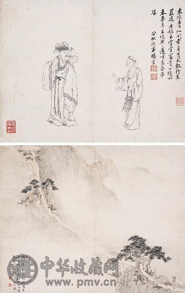 杨晋 等 山水花卉人物 册页(10开) 设色纸本