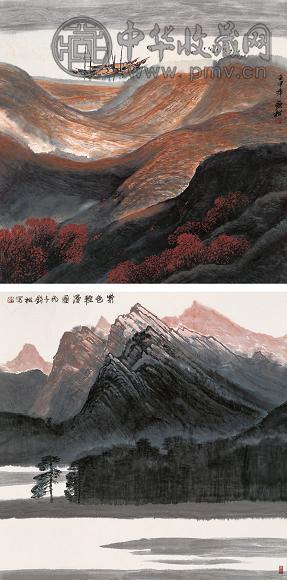 许钦松 壬申(1992年) 丙子(1996年) 山水(2帧) 镜心 设色纸本