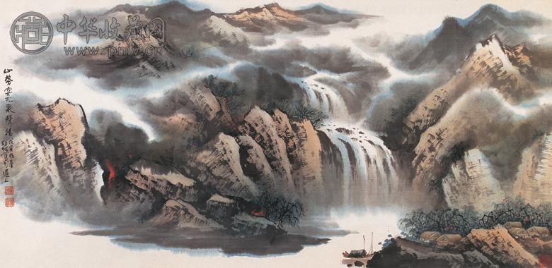 劳继雄 山水 镜心 设色纸本