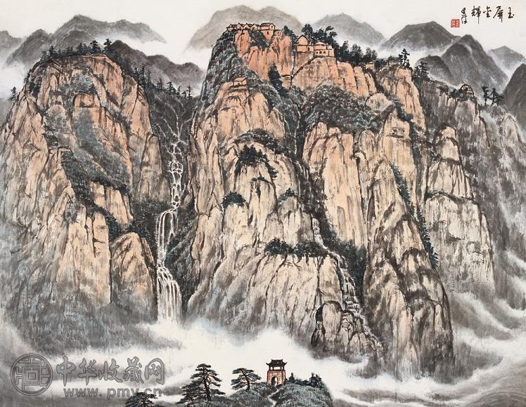 吴休 当代 玉屏金辉 镜心 设色纸本