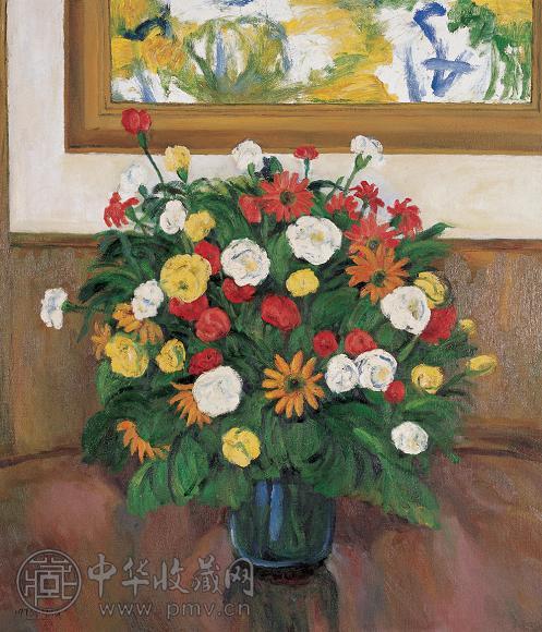 陈钧德 1996年作 桌上的瓶花 油彩·画布