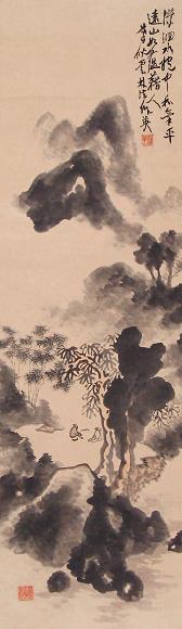 蒲华 山水 立轴 水墨设色