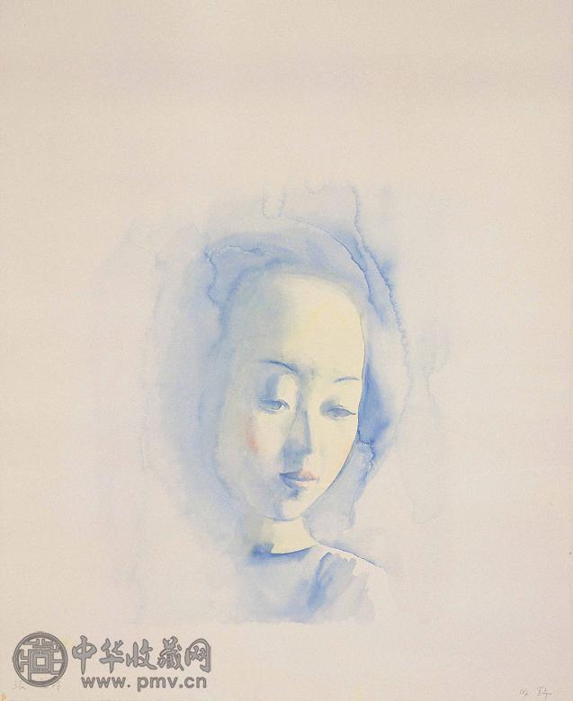 刘野 2004年作 张爱玲 水彩 纸本