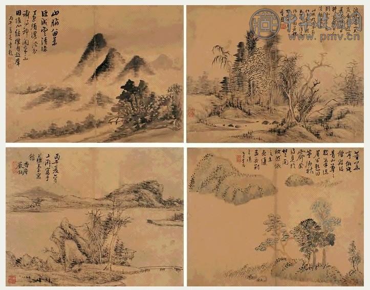 严钰 1776年作 烟霞层峦册 册页(10开) 水墨纸本