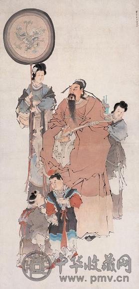 任薰 1876年作 人物 立轴 设色纸本