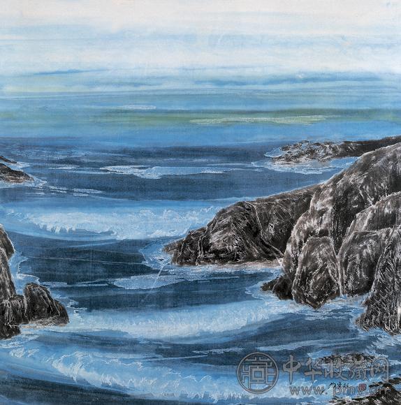 薛宣林 当代 海韵图 镜心 设色纸本