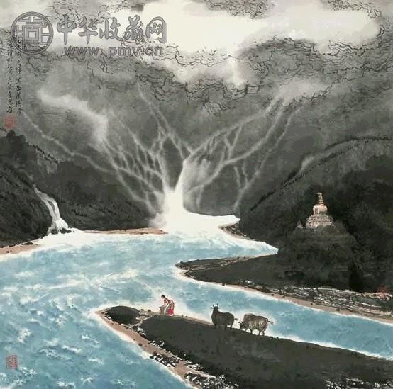 杨光华 圣湖之滨 镜心 设色纸本