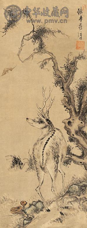 蒋璋 福乐图 立轴 设色纸本